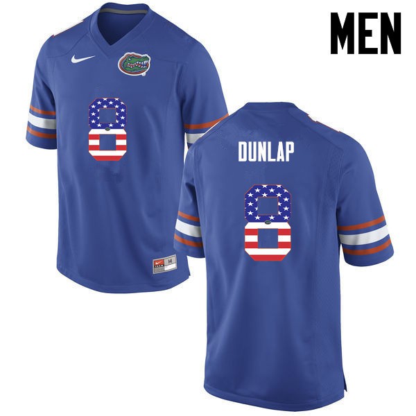 Florida Gators Men #8 Carlos Dunlap College Football USA Flag Fashion Blue